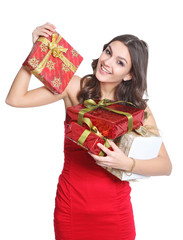 Happy women with christmas gift