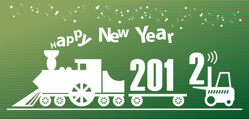 Happy New Year greeting card - fork lift truck at work © Flavijus Piliponis