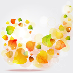 Flying autumn leaves background