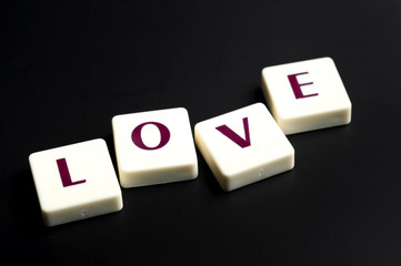 Love word made by letter pieces