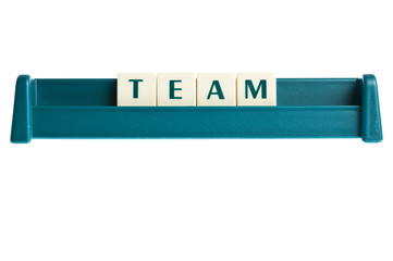 Team word on isolated letters board