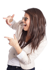 girl pointing at something