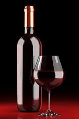 Red wine bottle and chalice