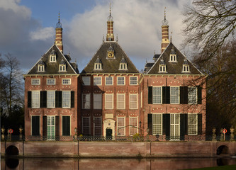 Castle Duivenvoorde in The Netherlands on a winter morning.