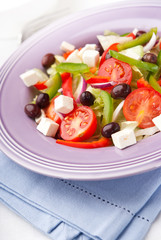 Vegetable salad with olives and feta cheese