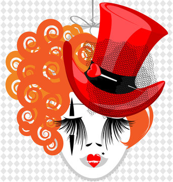 image of an eccentric dame in red hat