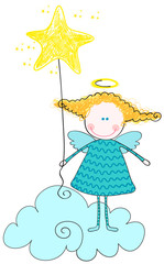Cute angel holding a star