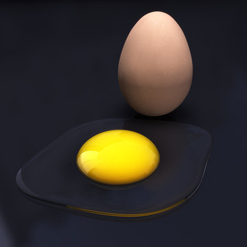 3d illustraion of an egg with yolk and glair