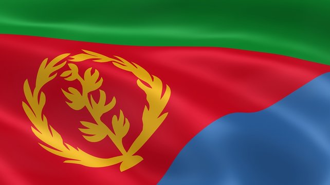 Eritrean flag in the wind
