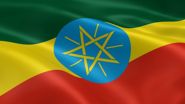 Ethiopian flag in the wind