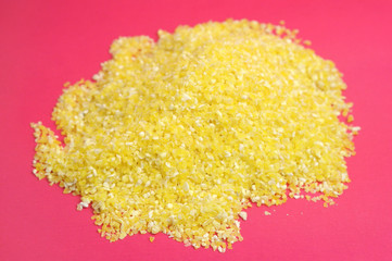 Corn Grits on Pink Background