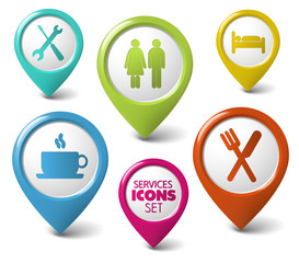 Set of vector round 3D pointers for services