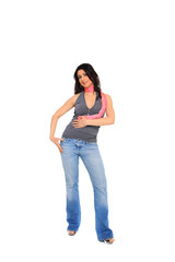 young, fit and sexy woman in jeans