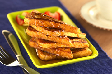 French toast with maple syrup (Selective Focus)