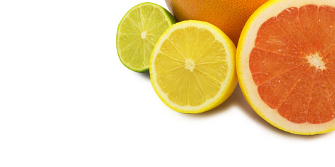 Fototapeta na wymiar image of a fresh whole lime,lemon and orange isolated on white