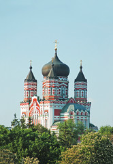 Fototapeta na wymiar Old orthodox cathedral in Feofaniya, Kiev, Ukraine