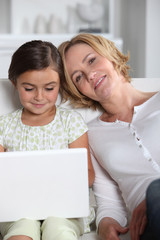 mother and daughter browsing