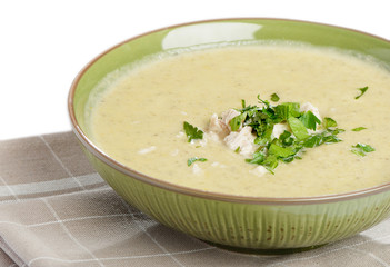 creamy soup with parsley