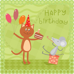 kitty and mouse at the birthday party