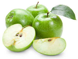 Green apples isolated on white