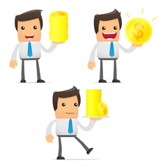 set of funny cartoon manager