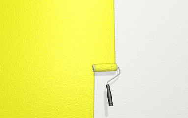 Wand wird gelb gestrichen