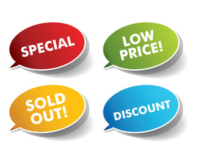 Promotional speech bubbles