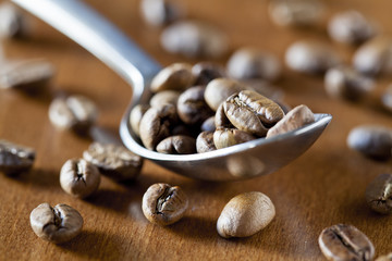 Spoon of Coffee Beans