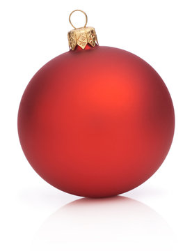 Christmas Red Ball Isolated  On White Background