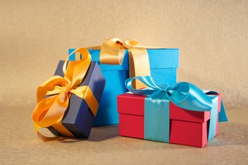 three colour gift boxes