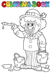 Peel and stick wall murals For kids Coloring book with cheerful clown 2