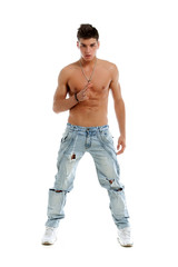 Fototapeta premium Sexy naked young man posing in studio