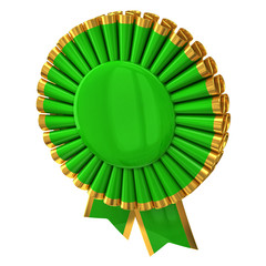 Green award rosette ribbon 3d
