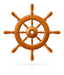 ship wheel marine wooden vintage  vector illustration isolated