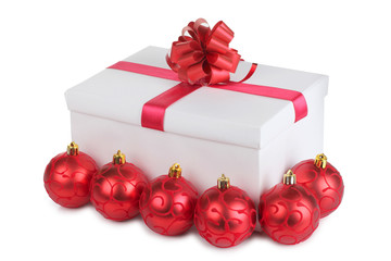 Red balls and white box