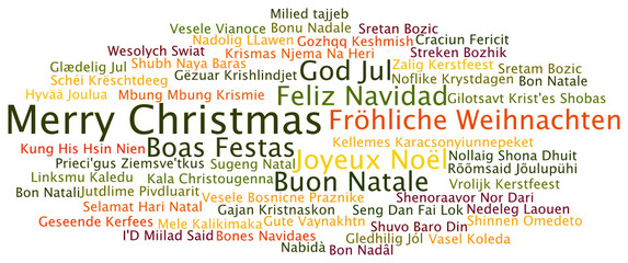 Tag Cloud Fröhliche Weihnachten in 56 Sprachen