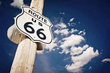 Gardinen Wegweiser der historischen Route 66 © Andrew Bayda