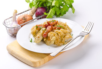 Schlesische Kartoffelklöße mit Kasseler und Sauerkraut