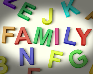 Family Written In Multicolored Plastic Kids Letters