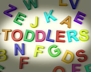 Toddlers Written In Multicolored Plastic Kids Letters