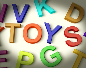 Toys Written In Multicolored Plastic Kids Letters