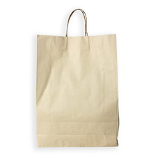 Recyclable paper bag on white background
