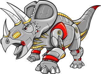 Robot Cyobrg Triceratops Dinosaur Vector Illustration © Blue Foliage