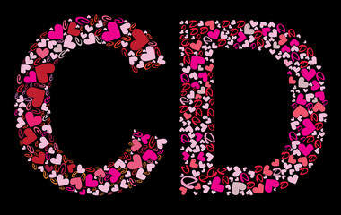 Letter C, D. Valentine alphabet