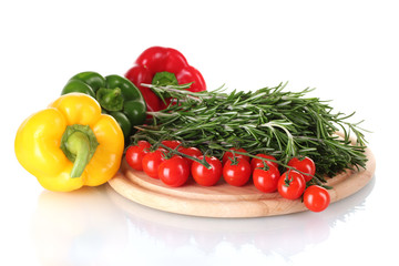 fresh green rosemary, paprika and tomatoes cherry