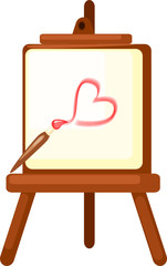drawing a red heart on easel