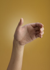 Naklejka premium Female hand isolated on brown background