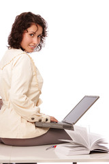 young woman and office laptop