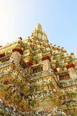 The stupa in the temple near the river ad thailand