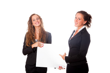 Business Women Holding Blank Board